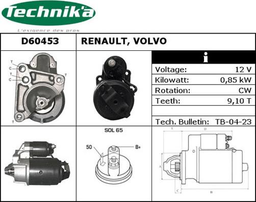 Technika D60453 - Starteris adetalas.lv