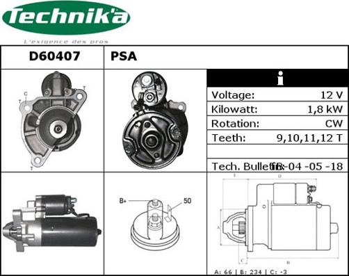 Technika D60407 - Starteris adetalas.lv