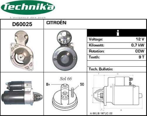 Technika D60025 - Starteris adetalas.lv