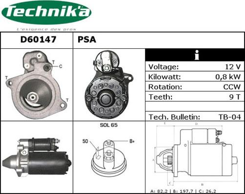 Technika D60147 - Starteris adetalas.lv