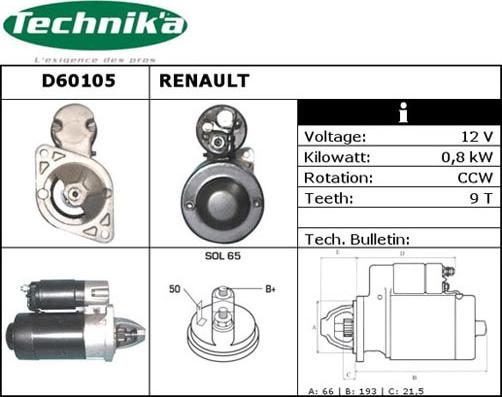 Technika D60105 - Starteris adetalas.lv