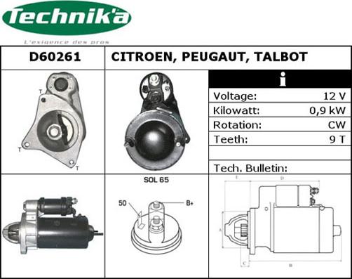 Technika D60261 - Starteris adetalas.lv