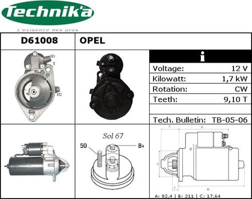 Technika D61008 - Starteris adetalas.lv