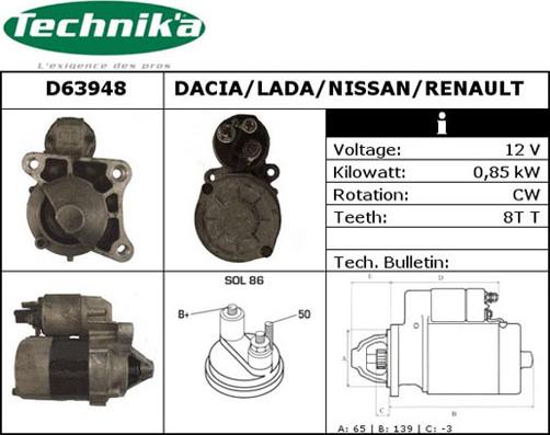 Technika D63948 - Starteris adetalas.lv