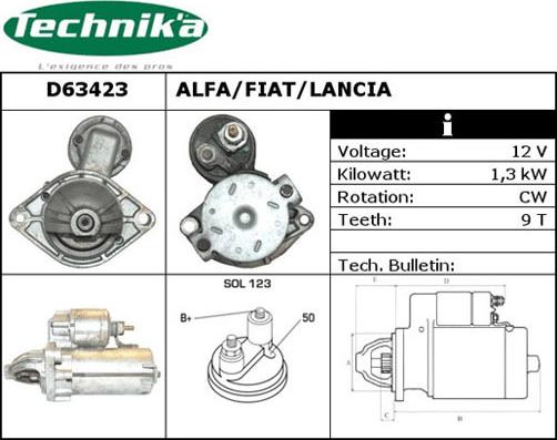 Technika D63423 - Starteris adetalas.lv