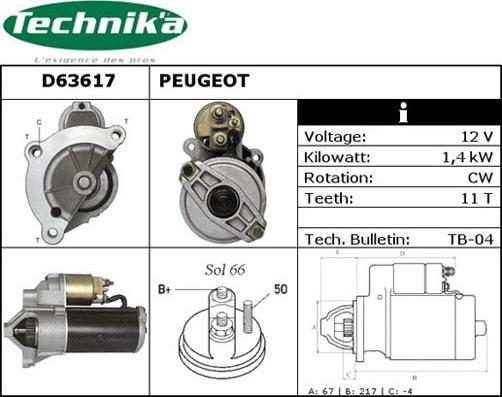 Technika D63617 - Starteris adetalas.lv