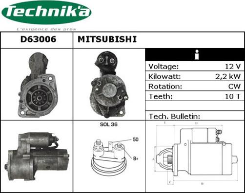 Technika D63006 - Starteris adetalas.lv