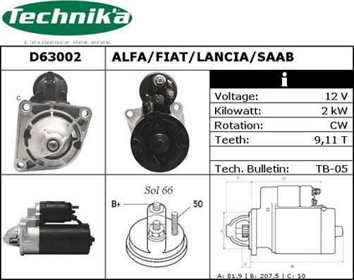 Technika D63002 - Starteris adetalas.lv