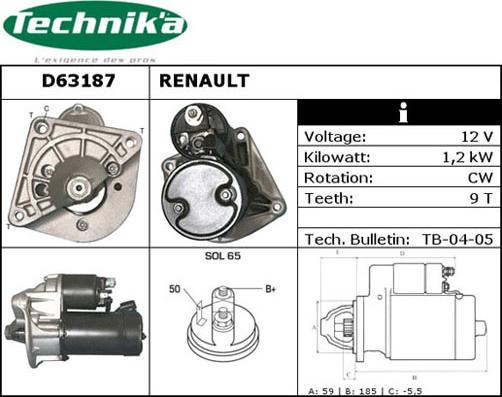 Technika D63187 - Starteris adetalas.lv