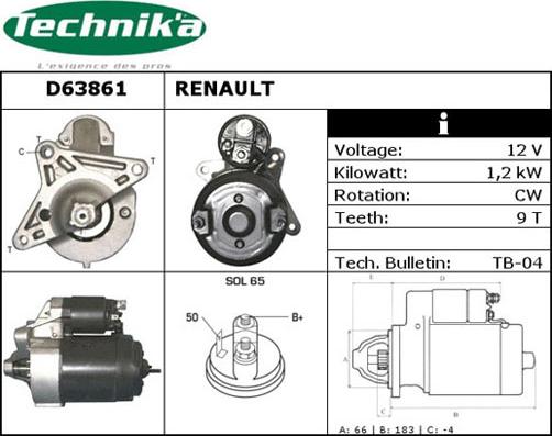 Technika D63861 - Starteris adetalas.lv