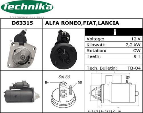 Technika D63315 - Starteris adetalas.lv