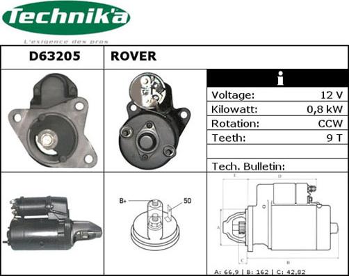 Technika D63205 - Starteris adetalas.lv