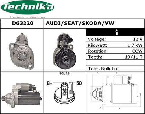 Technika D63220 - Starteris adetalas.lv