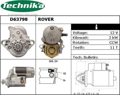 Technika D63798 - Starteris adetalas.lv