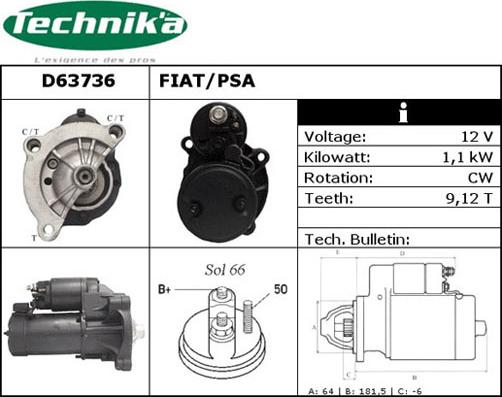 Technika D63736 - Starteris adetalas.lv