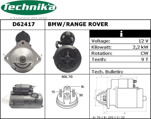 Technika D62417 - Starteris adetalas.lv