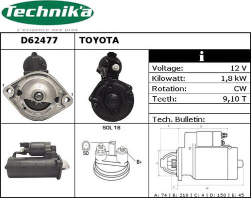 Technika D62477 - Starteris adetalas.lv