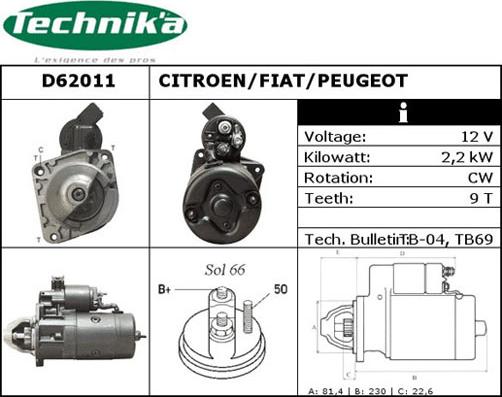 Technika D62011 - Starteris adetalas.lv