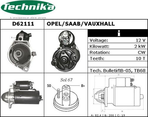 Technika D62111 - Starteris adetalas.lv