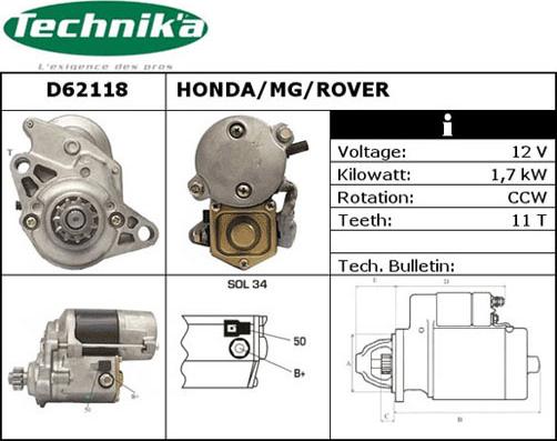 Technika D62118 - Starteris adetalas.lv