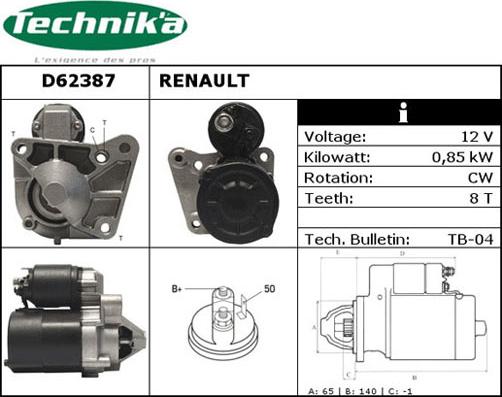 Technika D62387 - Starteris adetalas.lv