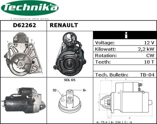 Technika D62262 - Starteris adetalas.lv