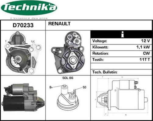 Technika D70233 - Starteris adetalas.lv