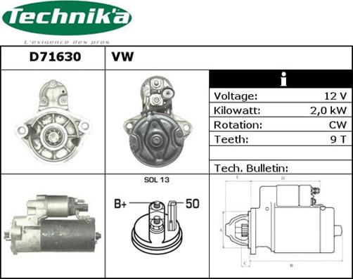 Technika D71630 - Starteris adetalas.lv