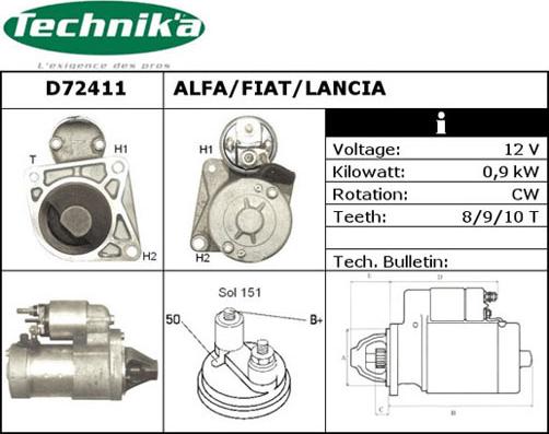 Technika D72411 - Starteris adetalas.lv