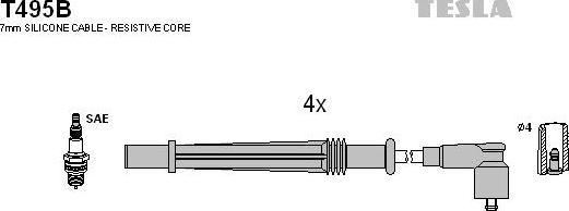 TESLA T495B - Augstsprieguma vadu komplekts adetalas.lv