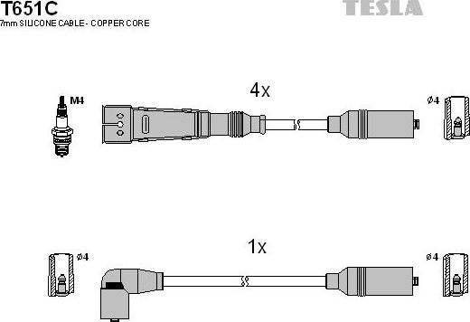 TESLA T651C - Augstsprieguma vadu komplekts adetalas.lv