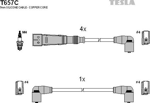 TESLA T657C - Augstsprieguma vadu komplekts adetalas.lv