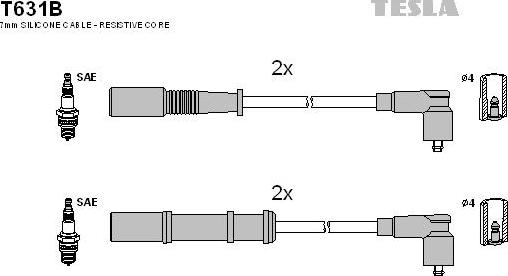 TESLA T631B - Augstsprieguma vadu komplekts adetalas.lv