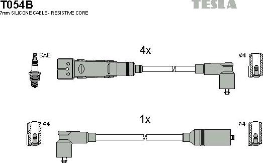 TESLA T054B - Augstsprieguma vadu komplekts adetalas.lv