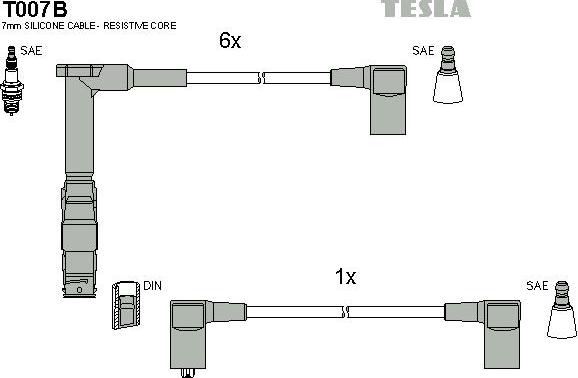 TESLA T007B - Augstsprieguma vadu komplekts adetalas.lv