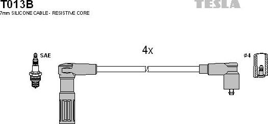 TESLA T013B - Augstsprieguma vadu komplekts adetalas.lv