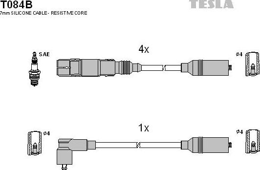 TESLA T084B - Augstsprieguma vadu komplekts adetalas.lv