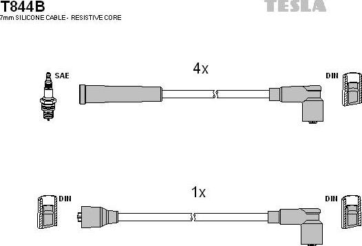 TESLA T844B - Augstsprieguma vadu komplekts adetalas.lv