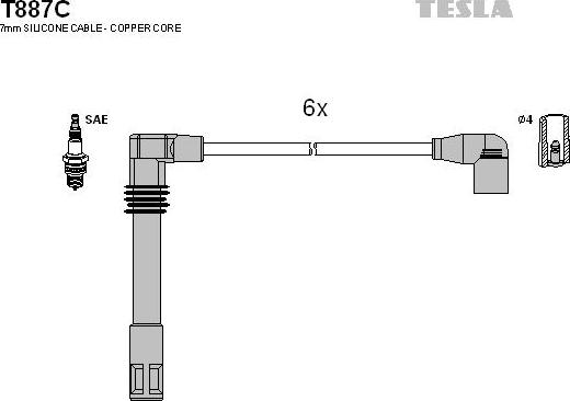 TESLA T887C - Augstsprieguma vadu komplekts adetalas.lv