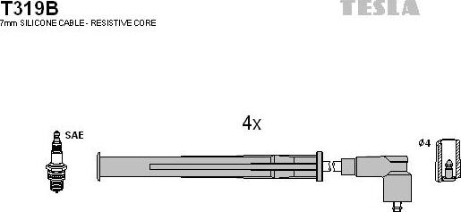 TESLA T319B - Augstsprieguma vadu komplekts adetalas.lv