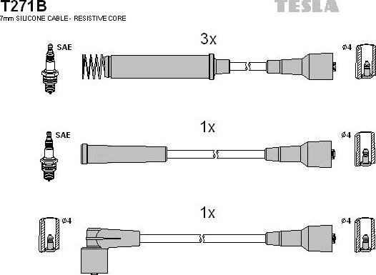 TESLA T271B - Augstsprieguma vadu komplekts adetalas.lv