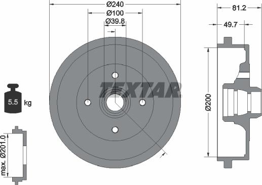 Textar 94006700 - Bremžu trumulis adetalas.lv