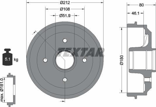 Textar 94014200 - Bremžu trumulis adetalas.lv