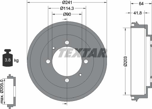 Textar 94030100 - Bremžu trumulis adetalas.lv