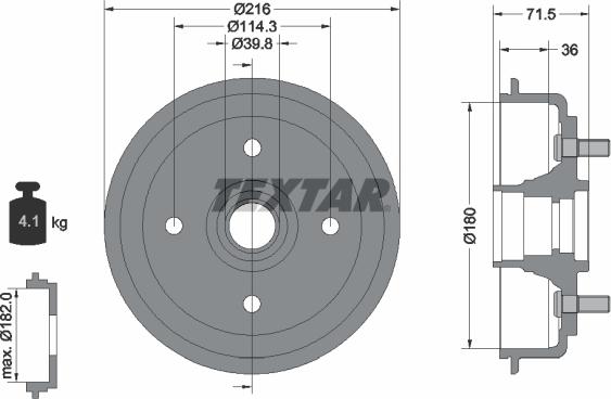 Textar 94030200 - Bremžu trumulis adetalas.lv