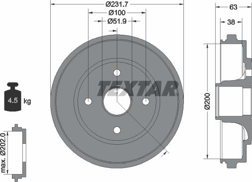 Textar 94033200 - Bremžu trumulis adetalas.lv