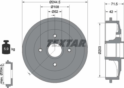 Textar 94026600 - Bremžu trumulis adetalas.lv