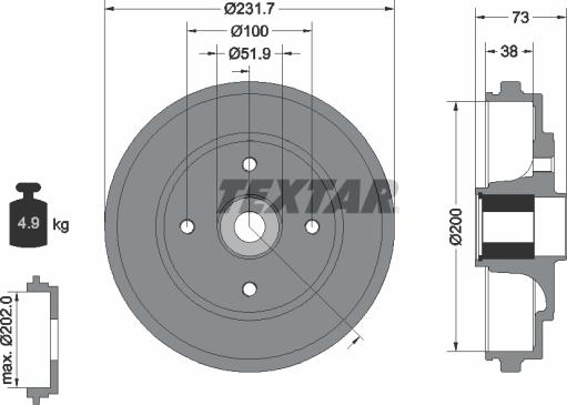 Textar 94027800 - Bremžu trumulis adetalas.lv