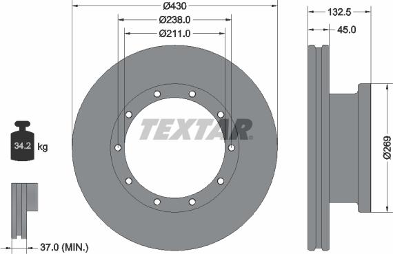 Textar 93087900 - Bremžu diski adetalas.lv