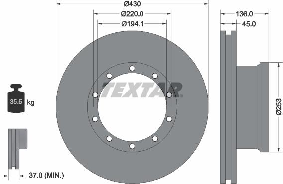 Textar 93101200 - Bremžu diski adetalas.lv